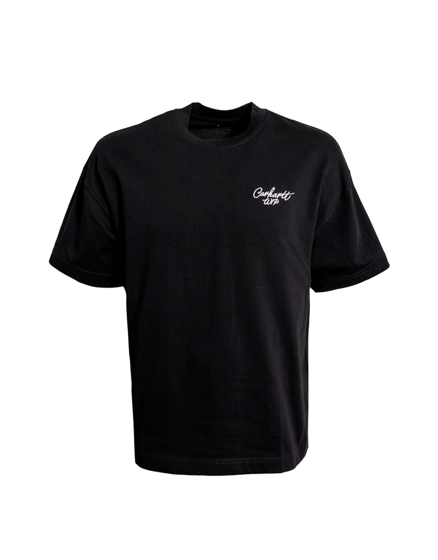 I033828 S/S Signature Script T-Shirt Black футболка CARHARTT