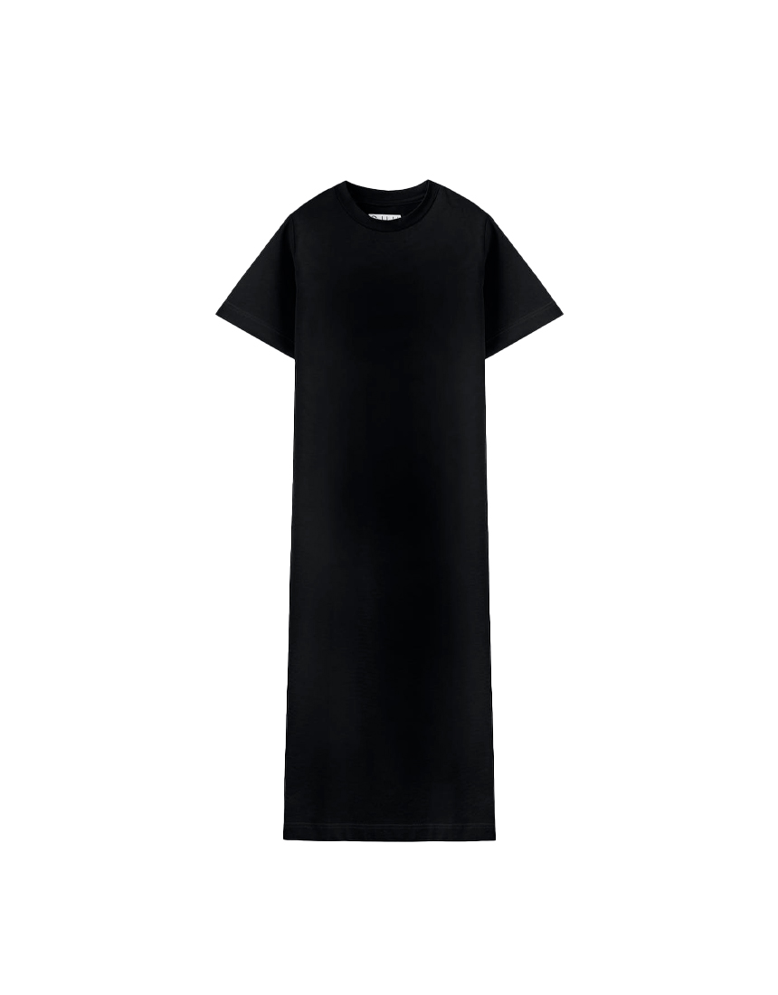 Удлинённое хлопковое платье чёрное SHU 